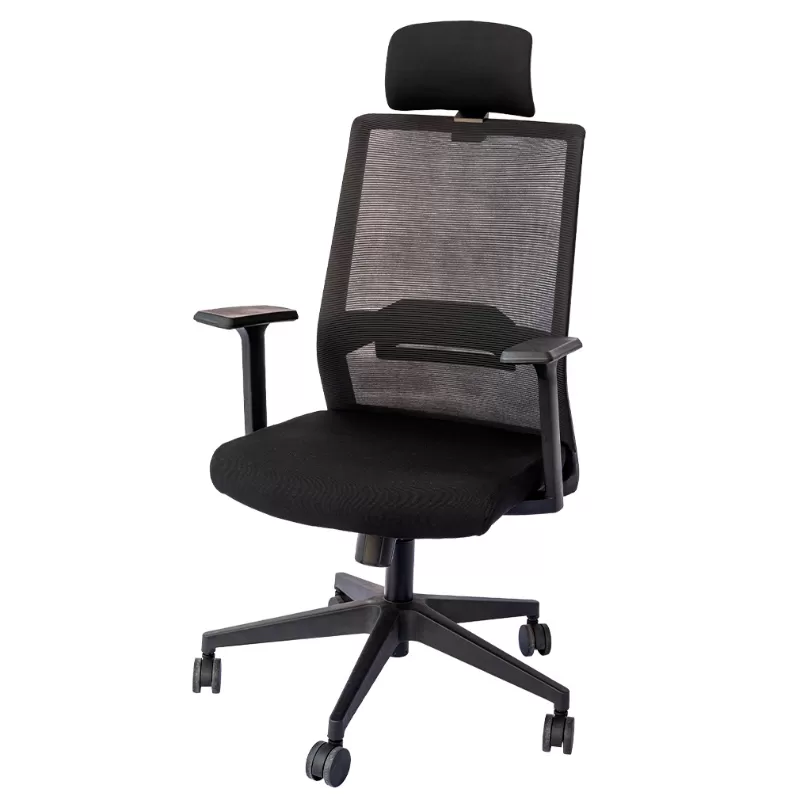 Cadeira Para Escritório ELITE FLEX Presidente - Assento Estofado / Encosto Em Tela - Cadeiras Home Office *com Encosto De Cabeça MX-7043P